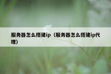 服务器怎么搭建ip（服务器怎么搭建ip代理）