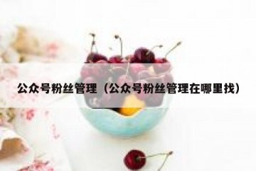 公众号粉丝管理（公众号粉丝管理在哪里找）