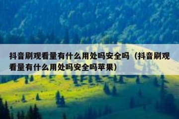 抖音刷观看量有什么用处吗安全吗（抖音刷观看量有什么用处吗安全吗苹果）