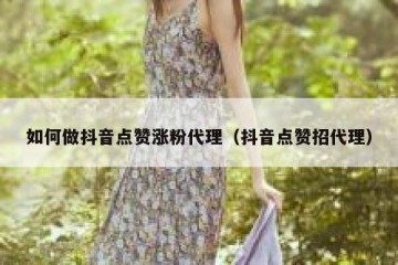 如何做抖音点赞涨粉代理（抖音点赞招代理）