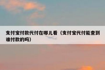 支付宝付款代付在哪儿看（支付宝代付能查到谁付款的吗）