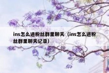 ins怎么进粉丝群里聊天（ins怎么进粉丝群里聊天记录）