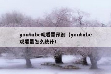 youtube观看量预测（youtube观看量怎么统计）
