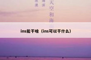 ins能干啥（ins可以干什么）