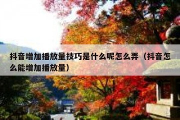 抖音增加播放量技巧是什么呢怎么弄（抖音怎么能增加播放量）