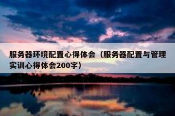 服务器环境配置心得体会（服务器配置与管理实训心得体会200字）
