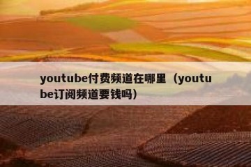 youtube付费频道在哪里（youtube订阅频道要钱吗）