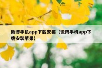 微博手机app下载安装（微博手机app下载安装苹果）