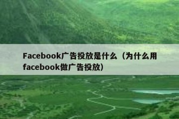 Facebook广告投放是什么（为什么用facebook做广告投放）