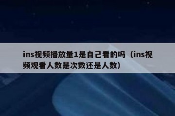 ins视频播放量1是自己看的吗（ins视频观看人数是次数还是人数）