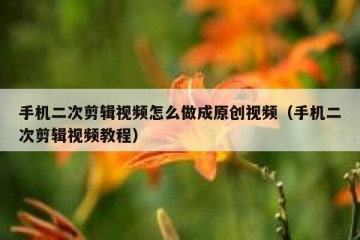 手机二次剪辑视频怎么做成原创视频（手机二次剪辑视频教程）