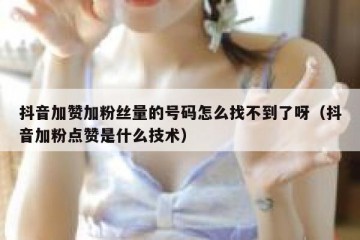抖音加赞加粉丝量的号码怎么找不到了呀（抖音加粉点赞是什么技术）
