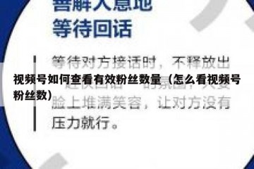视频号如何查看有效粉丝数量（怎么看视频号粉丝数）