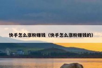 快手怎么涨粉赚钱（快手怎么涨粉赚钱的）