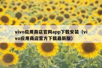 vivo应用商店官网app下载安装（vivo应用商店官方下载最新版）