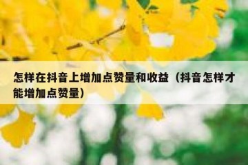 怎样在抖音上增加点赞量和收益（抖音怎样才能增加点赞量）