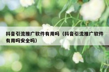 抖音引流推广软件有用吗（抖音引流推广软件有用吗安全吗）