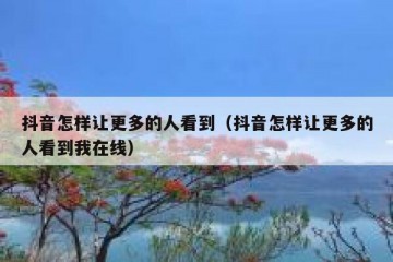 抖音怎样让更多的人看到（抖音怎样让更多的人看到我在线）