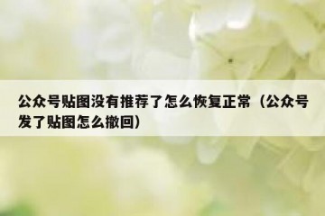 公众号贴图没有推荐了怎么恢复正常（公众号发了贴图怎么撤回）