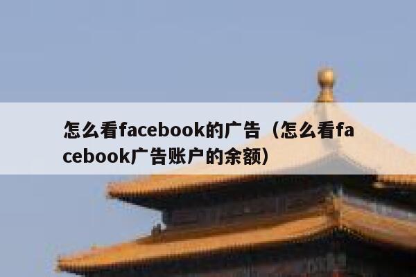 怎么看facebook的广告（怎么看facebook广告账户的余额） 第1张
