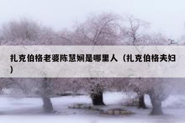 扎克伯格老婆陈慧娴是哪里人（扎克伯格夫妇） 第1张