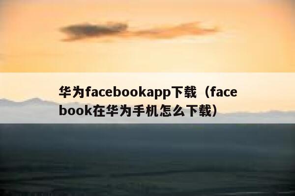 华为facebookapp下载（facebook在华为手机怎么下载） 第1张