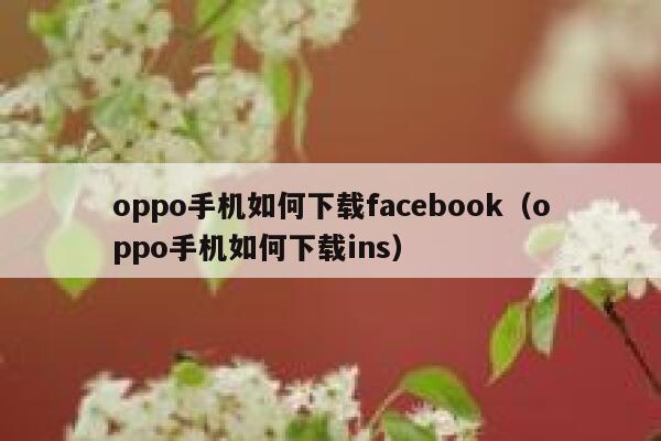 oppo手机如何下载facebook（oppo手机如何下载ins） 第1张