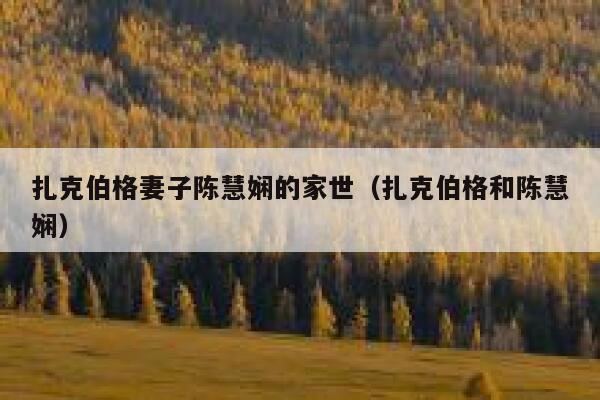 扎克伯格妻子陈慧娴的家世（扎克伯格和陈慧娴） 第1张
