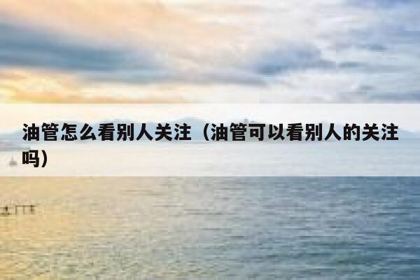 油管怎么看别人关注(油管可以看别人的关注吗) 第1张 油管怎么看别人关注(油管可以看别人的关注吗) 第1张