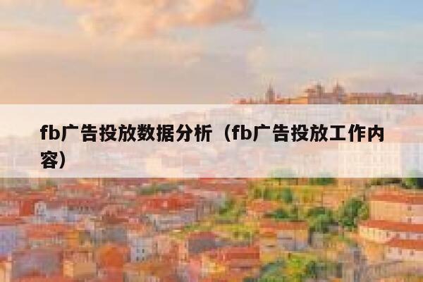 fb广告投放数据分析（fb广告投放工作内容） 第1张