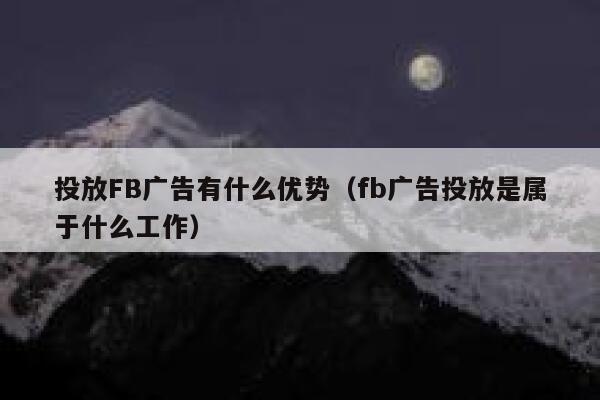 投放FB广告有什么优势（fb广告投放是属于什么工作） 第1张