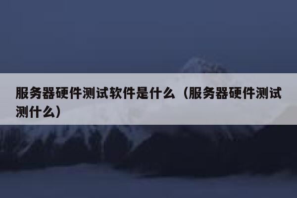 服务器硬件测试软件是什么（服务器硬件测试测什么） 第1张