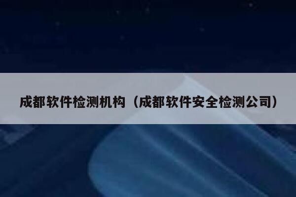 成都软件检测机构（成都软件安全检测公司） 第1张