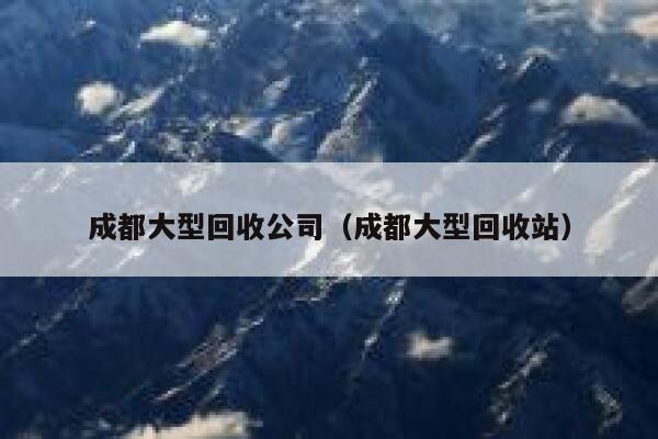成都大型回收公司（成都大型回收站） 第1张