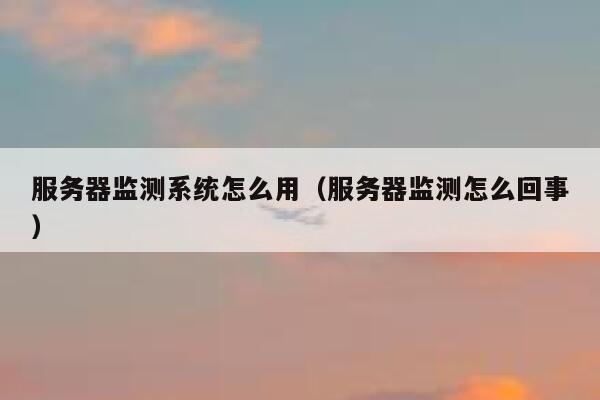 服务器监测系统怎么用(服务器监测怎么回事) 第1张 服务器监测系统怎么用(服务器监测怎么回事) 第1张