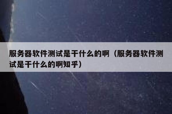 服务器软件测试是干什么的啊（服务器软件测试是干什么的啊知乎） 第1张