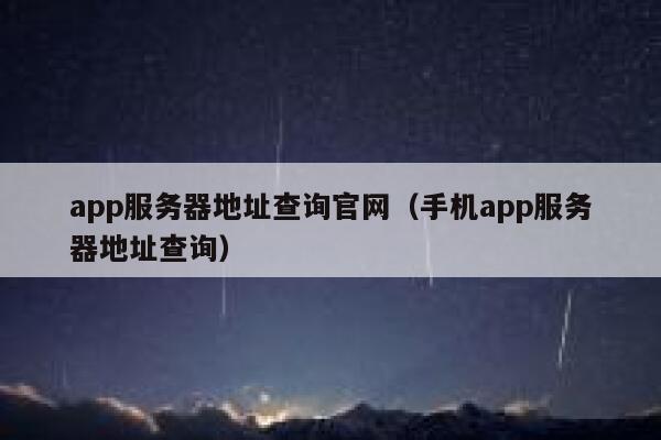 app服务器地址查询官网(手机app服务器地址查询) 第1张 app服务器地址查询官网(手机app服务器地址查询) 第1张