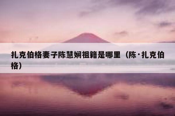 扎克伯格妻子陈慧娴祖籍是哪里(陈·扎克伯格) 第1张 扎克伯格妻子陈慧娴祖籍是哪里(陈·扎克伯格) 第1张