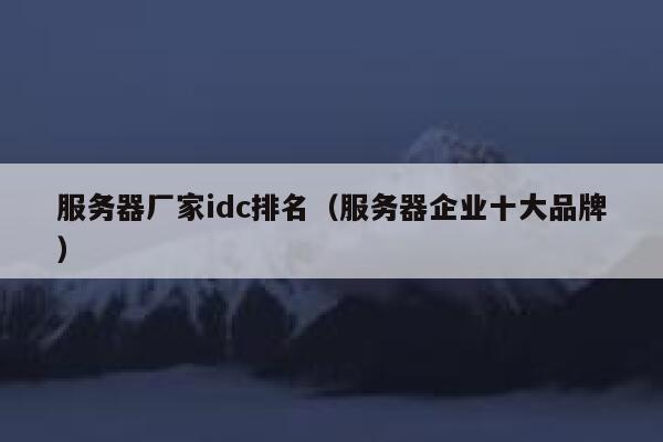 服务器厂家idc排名（服务器企业十大品牌） 第1张