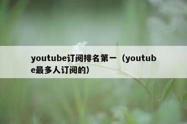 youtube订阅排名第一（youtube最多人订阅的） 第1张