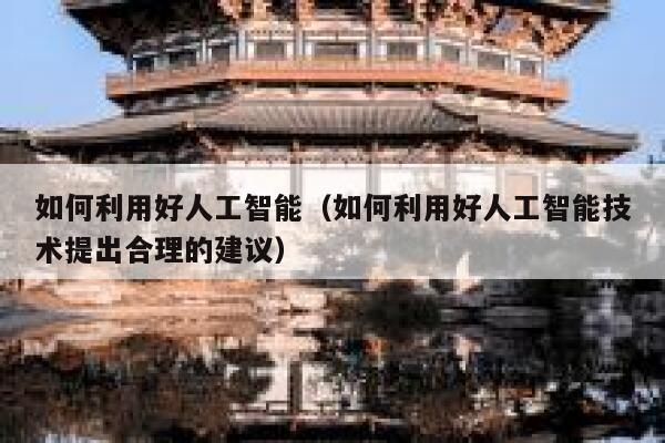 如何利用好人工智能（如何利用好人工智能技术提出合理的建议） 第1张