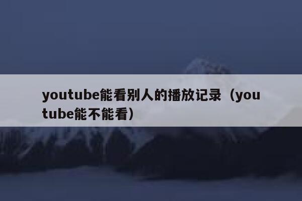youtube能看别人的播放记录（youtube能不能看） 第1张