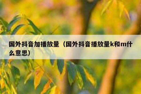 国外抖音加播放量（国外抖音播放量k和m什么意思） 第1张