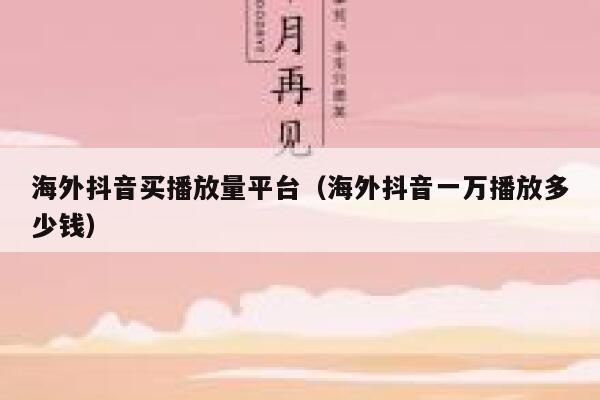 海外抖音买播放量平台（海外抖音一万播放多少钱） 第1张