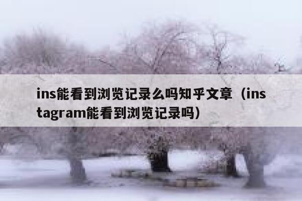ins能看到浏览记录么吗知乎文章（instagram能看到浏览记录吗） 第1张