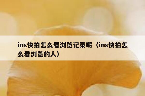 ins快拍怎么看浏览记录呢（ins快拍怎么看浏览的人） 第1张