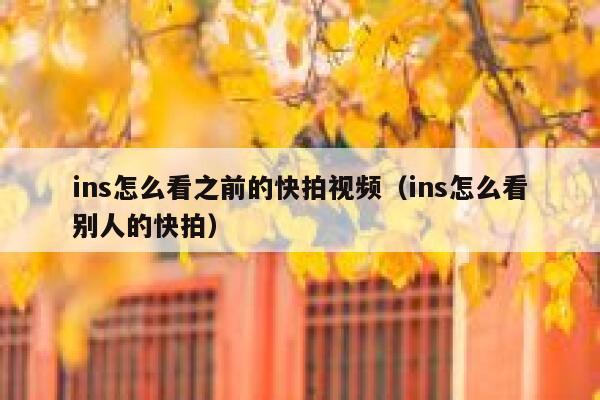 ins怎么看之前的快拍视频（ins怎么看别人的快拍） 第1张