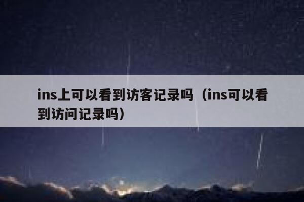 ins上可以看到访客记录吗（ins可以看到访问记录吗） 第1张