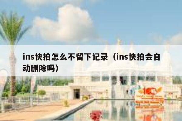 ins快拍怎么不留下记录（ins快拍会自动删除吗） 第1张