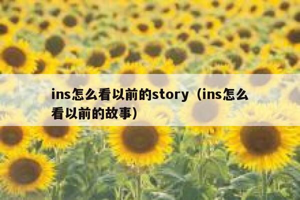 ins怎么看以前的story（ins怎么看以前的故事） 第1张